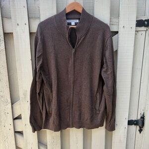 Men's Classic Brown Full-Zip Sweater Jacket